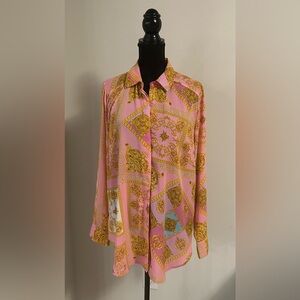 Timing Pink and Gold Baroque Blouse